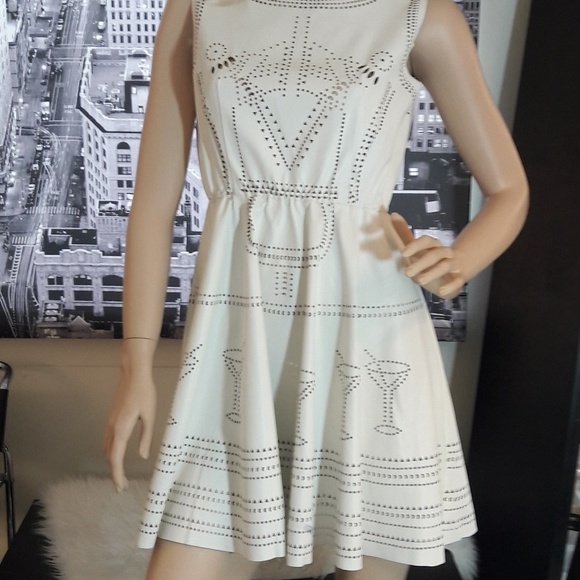 Perforated White Cocktail Mini Dress - Picture 5 of 6